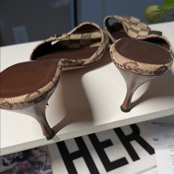 Gucci Women's Brown Monogram Heels - Picture 3 of 3